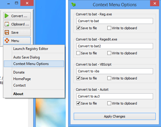 Add convert option to context manu