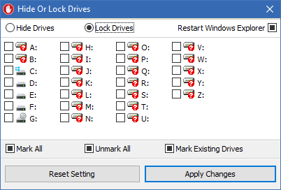 hide or lock a drive screen