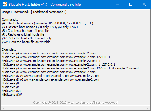 bluelife hosts editor cmd parameter support