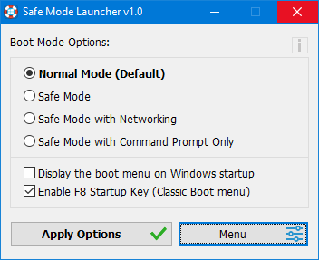 Safe Mode Launcher GUI