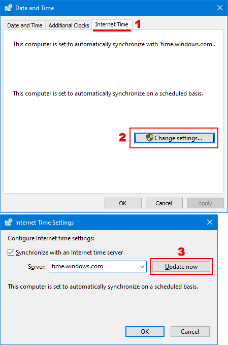 Internet Time settings