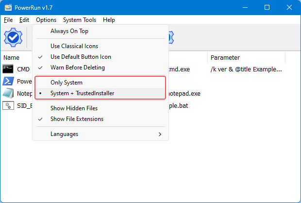 powerrun with trustedinstaller privileges