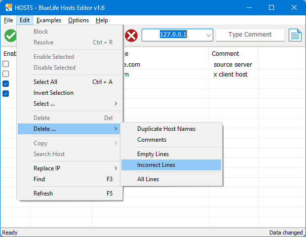 bluelife hosts editor edit menu