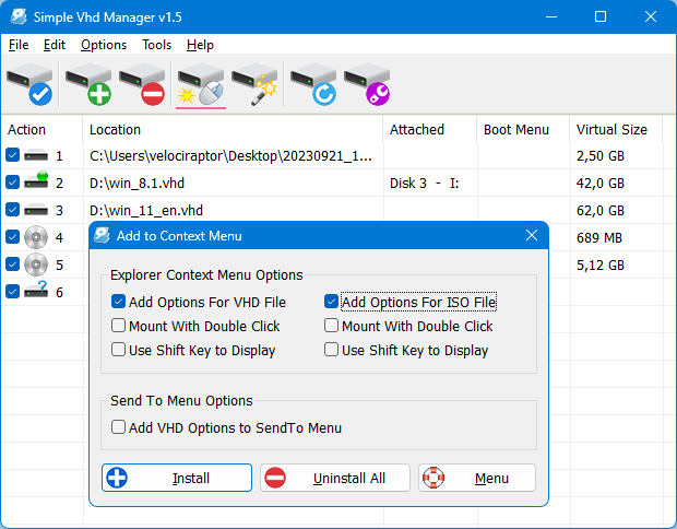 Simple vhd manager add context menu