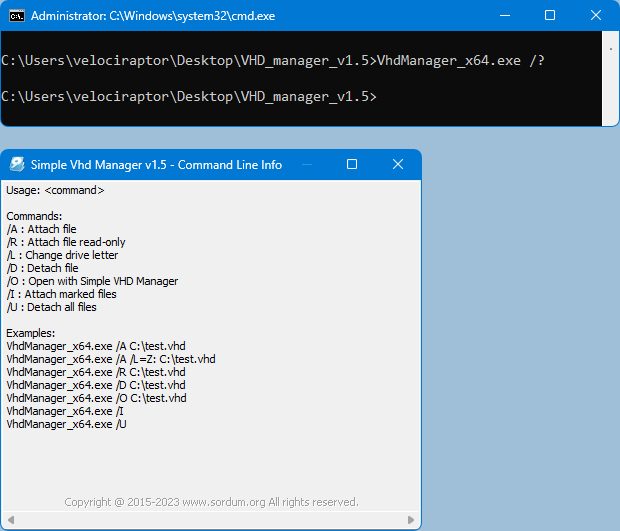 simple vhd manager cmd support