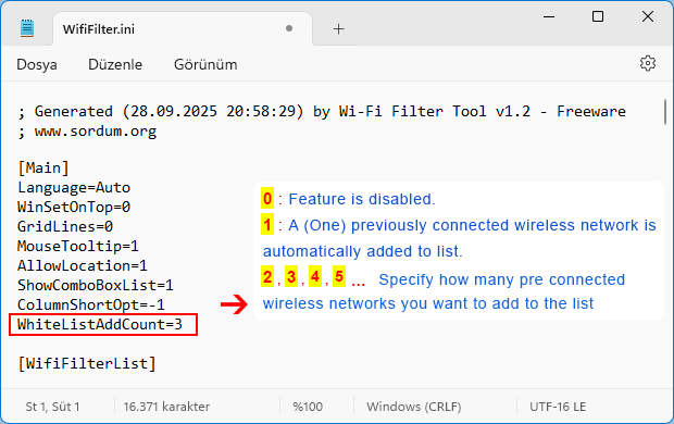 Wi-Fi Filter tool GUI