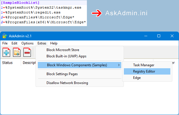 Block Windows components Block Windows components