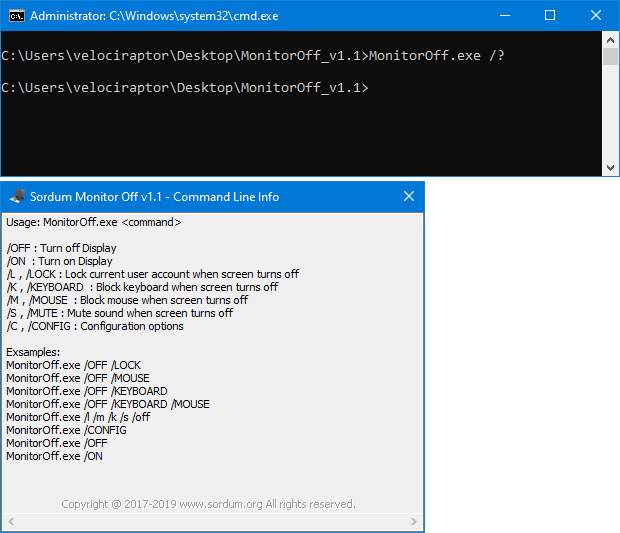 Monitor Off cmd parameters Monitor Off cmd parameters