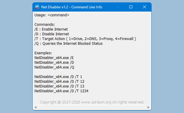 Net Disabler Cmd parameters Net Disabler Cmd parameters