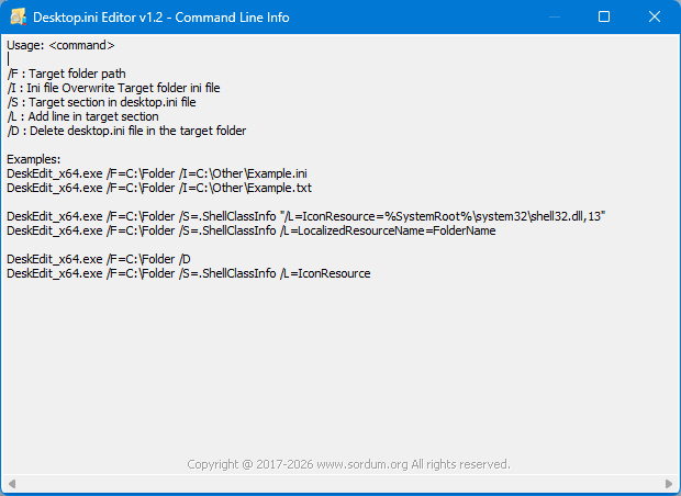 desktop.ini supported cmd parameters