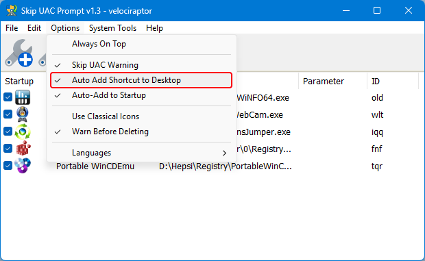 Create a shortcut to the Escape UAC command prompt. Auto shortcut to the Escape UAC command prompt.