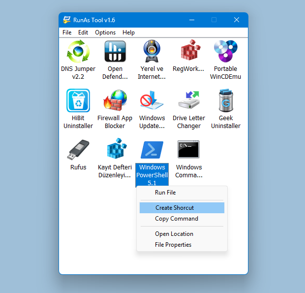 Runastool right click and create a shortcut Runastool right click and create a shortcut