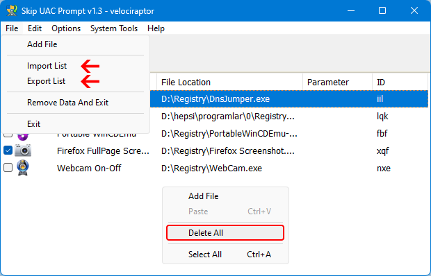 skip uac prompt delete all skip uac prompt delete all