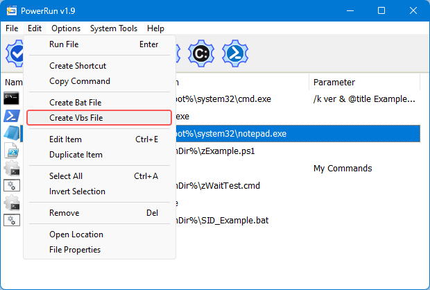 PowerRun create vbs or bat PowerRun create vbs or bat